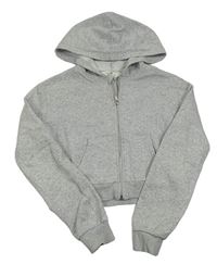 Sivá melírovaná prepínaci crop mikina s kapucňou H&M