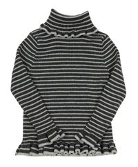 Sivo-biely pruhovaný rebrovaný sveter s rolákom zn. Primark