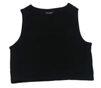 Čierny rebrovaný elastický crop top Primark