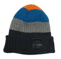Sivo-modro-oranžová pruhovaná rebrovaná čapica Firetrap