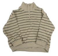 Béžovo-čierna pruhovaná oversize mikina H&M