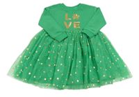 Zelené teplákové šaty s tylovou sukní a trojlístky zn. Primark