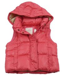 Ružová šušťáková prešívaná zateplená vesta s odopínacíá kapucňou H&M