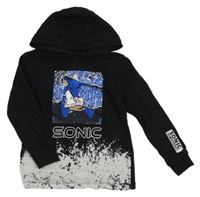 Čierne tričko so Sonicem z překlápěcích flitrů a kapucňou Next