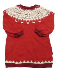 Červeno-biele vzorované svetrové šaty Nutmeg