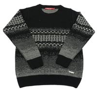 Černo-šedý vzorovaný svetr Monte Carlo 
