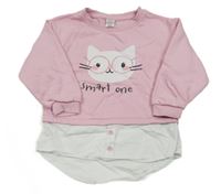 Svetloružová crop mikina so všitou halenkou Little kids