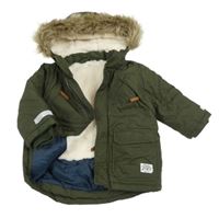 Olivová šušťáková zimná bunda s odopínacíá kapucňou H&M