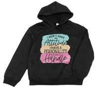 Černá mikina s nápisem a kapucí 