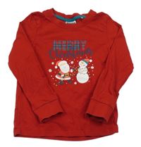 Červené triko se Santou a sněhulákem Pocopiano