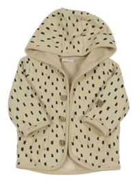 Béžová vzorovaná prepínaci podšitá mikina s kapucňou Topolino