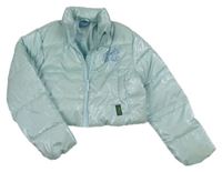 Světlemodrá šusťáková prošívaná zimní crop bunda se Stitchem Disney