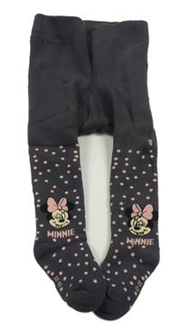 Nové - Tmavošedé puntíkované silnější punčocháče s Minnie Disney 