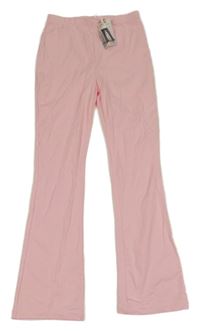 Nové - Světlerůžové zvonové teplákové kalhoty L&D