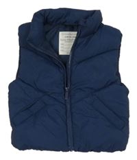 Tmavomodrá šusťáková prošívaná zateplená vesta Primark