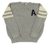 Sivý oversize sveter s prúžkami a písmenkom H&M