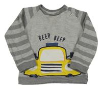 Sivá mikina s autom a prúžkami C&A