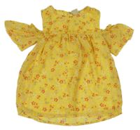 Žlutá šifonová květovaná halenka s volnými rameny Kiki&Koko