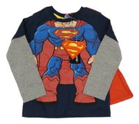Nové - 2set - Tmavomodro-šedé triko se Supermanem + plášť George