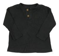 Tmavošedé žebrované triko s knoflíky Tu