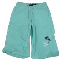 Svetlomodré plátenné capri nohavice s palmami Y.F.K.