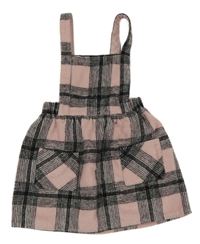 Čierno-svetloružová kockovaná vlnená sukňa Matalan