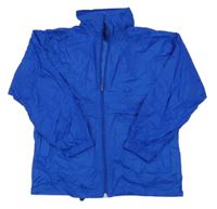 Kobaltově modrá šusťáková bund so stojačikom