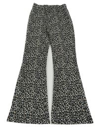 Šedo-béžovo-bílé vzorované flare kalhoty Primark