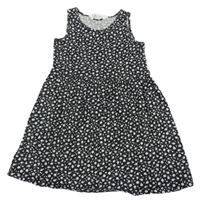 Čierne bavlnené kvetované šaty H&M