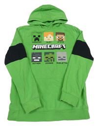 Zeleno-černá mikina Minecraft s kapucí vel. 176