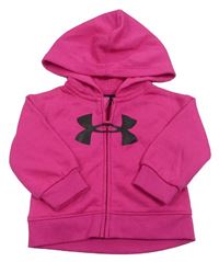 Tmavorůžová funkční propínací mikina s logem a kapucí UNDER ARMOUR