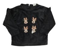 Čiernošedá plyšová oversize mikina s Minnie a volánikmi Disney