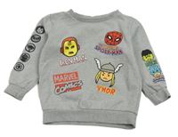 Sivá melírovaná mikina so superhrdinami  Tu