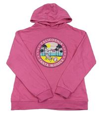 Tmavoružová mikina so znakom s obrázkom a nápismi a kapucňou PRIMARK