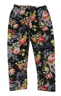 Čierne vzorované capri legíny s kvetmi Miss Gang
