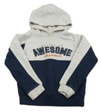 Sivo-tmavomodrá mikina s nápisom a kapucňou zn. Pep&Co