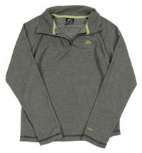 Sivo-čierna pruhovaná melírovaná flecová funkčná mikina s logom TRESPASS