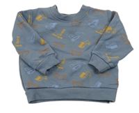 Šedomodrá mikina so stavebními stroji Ergee