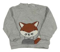 Sivá melírovaná mikina s líškou Vertbaudet