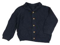 Tmavomodrý žebrovaný propínací svetr Matalan