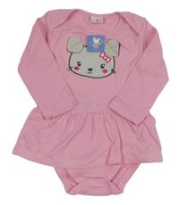 Nové - svetloružová šatová tunika s psíkom a všitým body orsolino