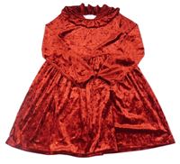 Červené lesklé zamatové šaty s volánikom H&M