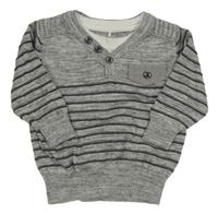 Sivo-čierny pruhovaný melírovaný sveter George