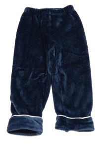 Tmavomodré plyšové domácí kalhoty 