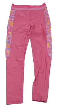 Růžové elastické sportovní legíny se vzorem St. Bernard