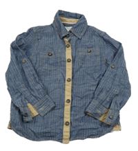 Tmavomodrá pruhovaná košile riflového vzhledu MANGO