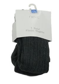 Nové - tmavošedé žebrované vzorované punčocháče Next