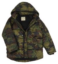 Army prešívaná šušťáková zimná bunda s kapucňou Zara