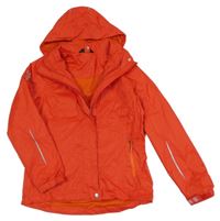 Červená vzorovaná šusťáková jarní bunda s odepínací kapucí Tchibo