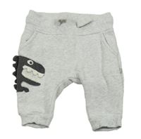 Světlešedé melírované teplé turecké tepláky s dinosaurem Smile